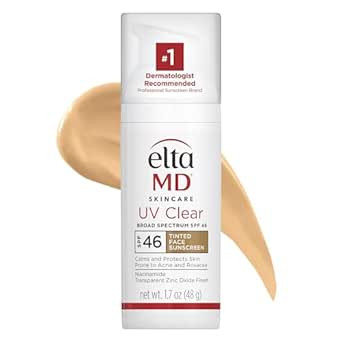 EltaMD UV Clear Tinted Face Sunscreen, SPF 46 Tinted Sunscreen with Zinc Oxide, Protects Sensitiv... | Amazon (US)