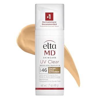 EltaMD UV Clear Tinted Face Sunscreen, Tinted Sunscreen with Zinc Oxide, Dermatologist Recommende... | Amazon (US)