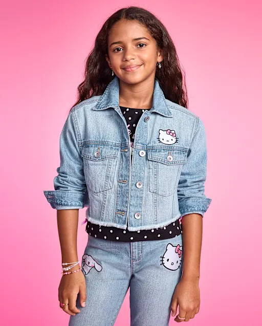 Girls Hello Kitty® And Friends Embroidered Denim Jacket - Blue | The Children's Place