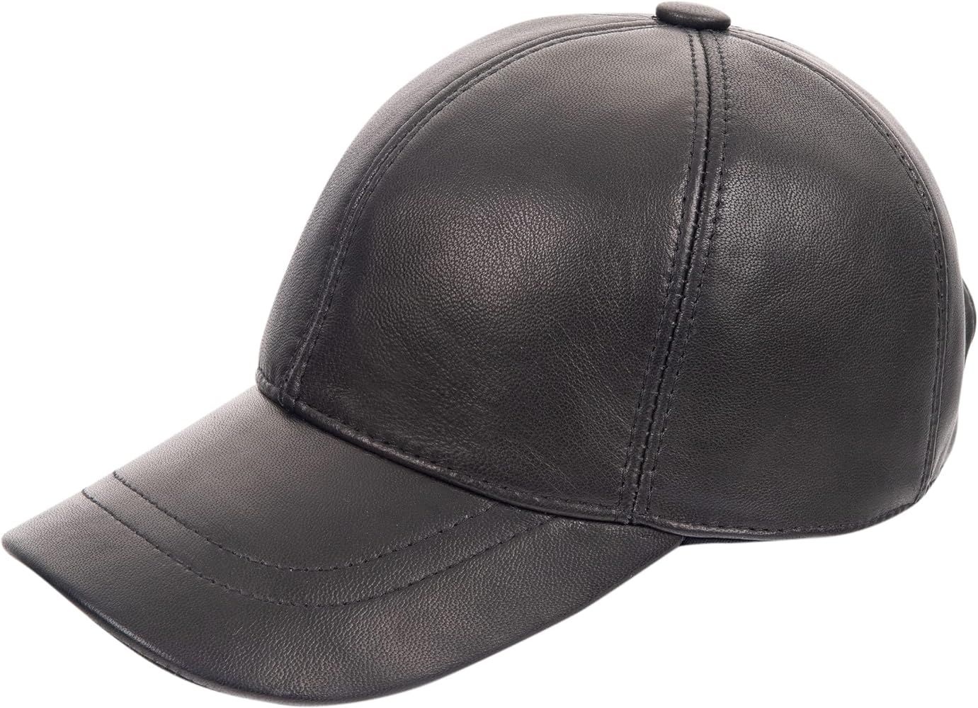 Genuine Leather Unisex Baseball Cap - 100% Sheep Leather Mens and Womens Baseball Cap with Adjust... | Amazon (US)