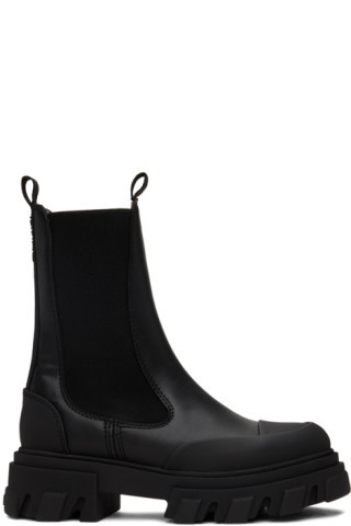 Black Cleated Mid Chelsea Boots | SSENSE