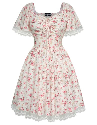 Scarlet Darkness Corset Dress for Women Floral Dresses Cottagecore Dress with Pockets | Amazon (US)