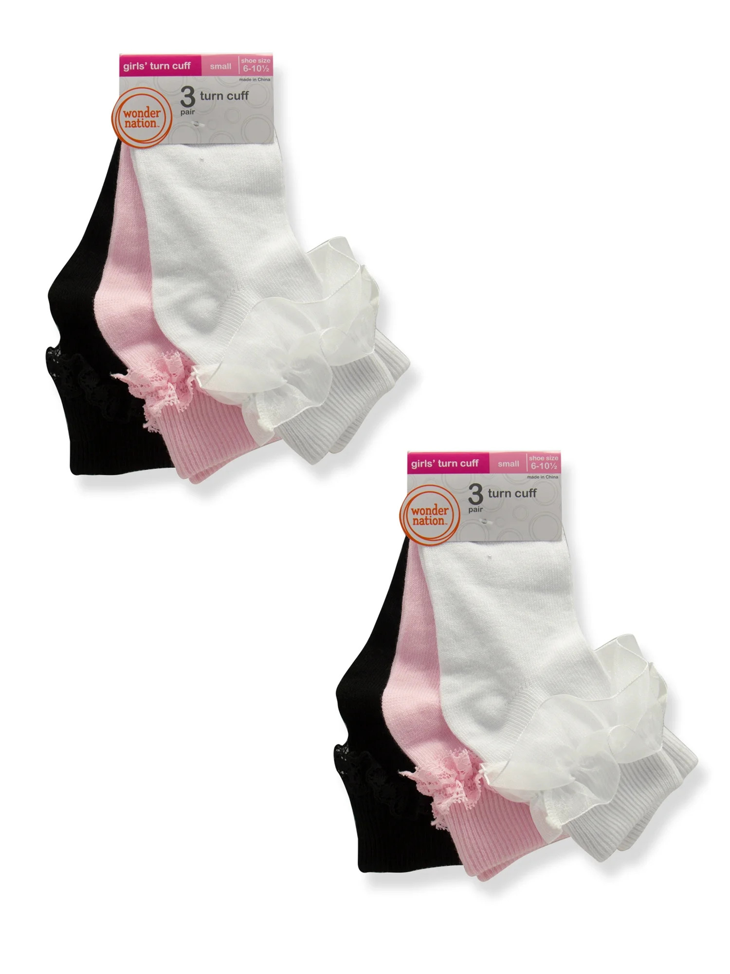 Wonder Nation Girls Lace Socks 6-Pack, Sizes S-L | Walmart (US)