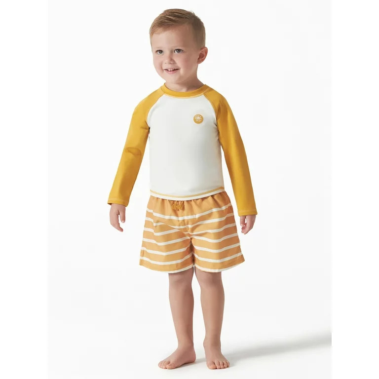Modern Moments by Gerber Baby and Toddler Boys Long Sleeve Rash Guard and Swim Trunks Set with UP... | Walmart (US)