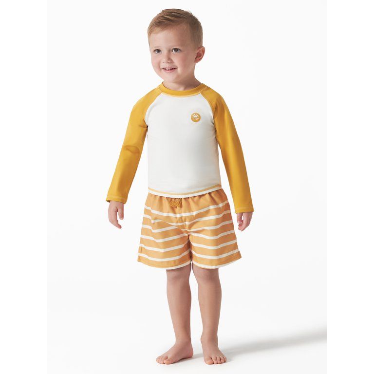 Modern Moments by Gerber Baby and Toddler Boys Long Sleeve Rash Guard and Swim Trunks Set with UP... | Walmart (US)