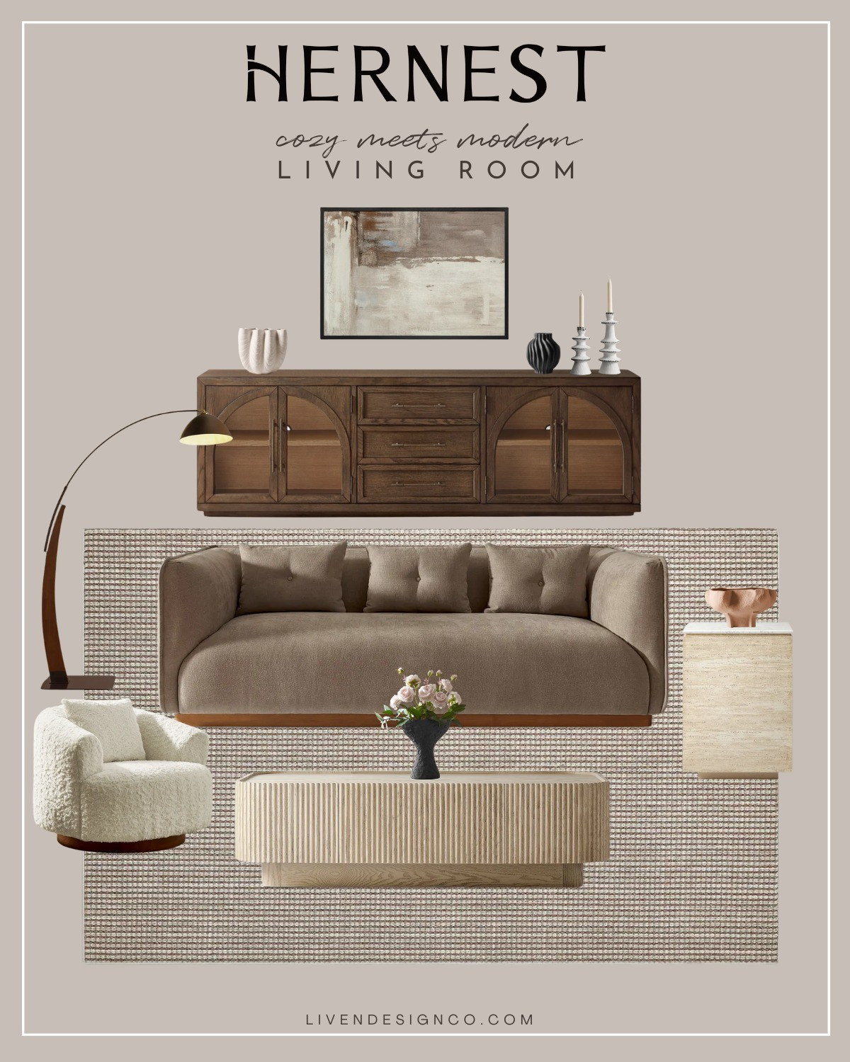 HERNEST is one of my favorite retailers when looking for modern meets mid-century style. Check out my favorite furniture finds for elevating your own home in style. Use code LTK sitewide! //Home decor. Interior design. Affordable furniture. Burl wood side table. Desk. Bed. Sideboard. Stone pedestal dining table. Upholstered modern dining chairs. Travertine tray. Travertine bowl. Bar cabinet. Fluted cabinet. TV cabinet. Media console. Grid rug. Mid-century floor lamp. Chandelier 

