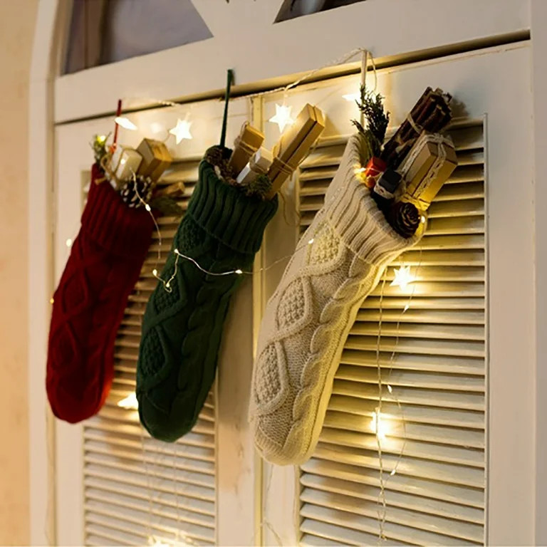 14.57'' Christmas Stockings, Personalized Cozy Cable Knit Hanging Stocking Christmas Gift Bag for... | Walmart (US)