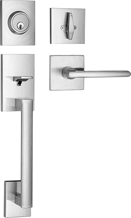 Berlin Modisch HandleSet Front Door Entry Handle and Deadbolt Lock Set Slim Square Single Cylinde... | Amazon (US)