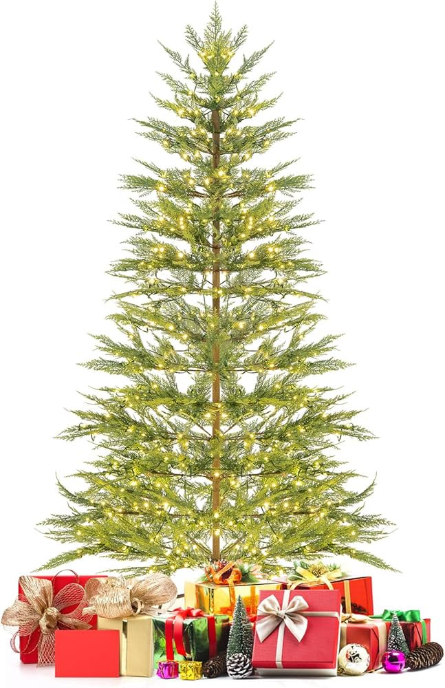 DORTALA Pre-lit Xmas Tree, 6.5FT Artificial Cypress Christmas Tree with 470 PE Branch Tips, 430 W... | Amazon (US)