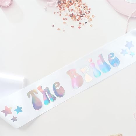 Magnusson's Garden The Bride Iridescent Sash, 70s Retro Hippie Disco Themed Bachelorette Bridal S... | Amazon (US)