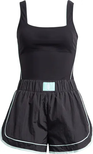 Free People FP Movement Varsity Blues Mixed Media Romper | Nordstrom | Nordstrom