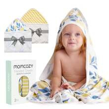 Momcozy Baby Hooded Towel Pack Bamboo Cotton Baby Towel Set Super Soft Bath Towel With Original Design Shower Gifts For Infant | SHEIN