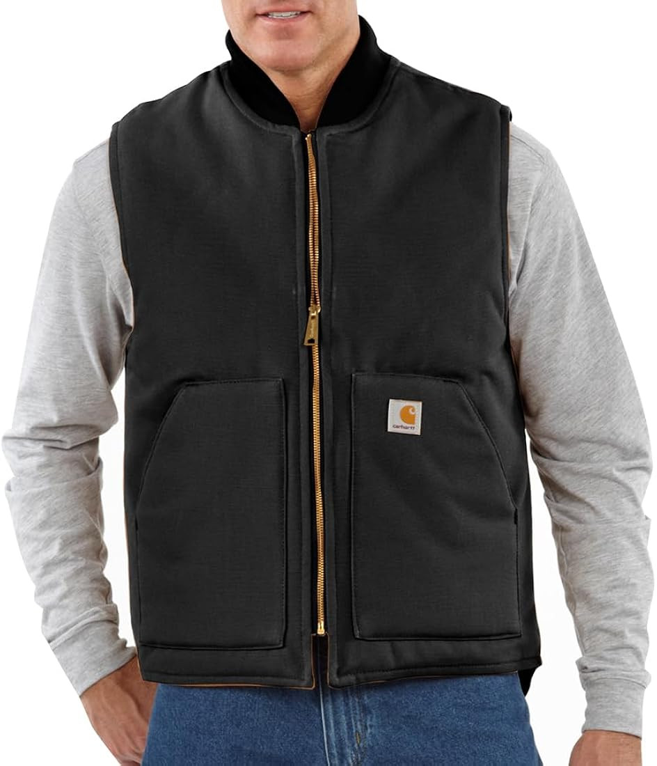 Carhartt Men's V01 Relaxed Fit Firm Duck Insulated Rib Collar Vest | Amazon (US)