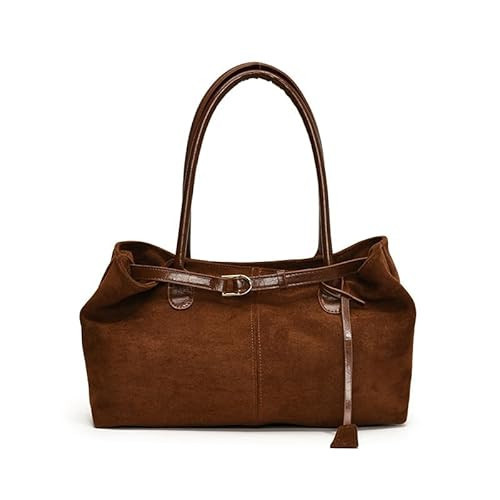 Suede Tote Bag for Women, Suede Satchels Bag Vintage Top Handle Handbag Faux Suede Bag Shoulder Purse Tote Handbags Hobo Bag(Brown) | Amazon (US)