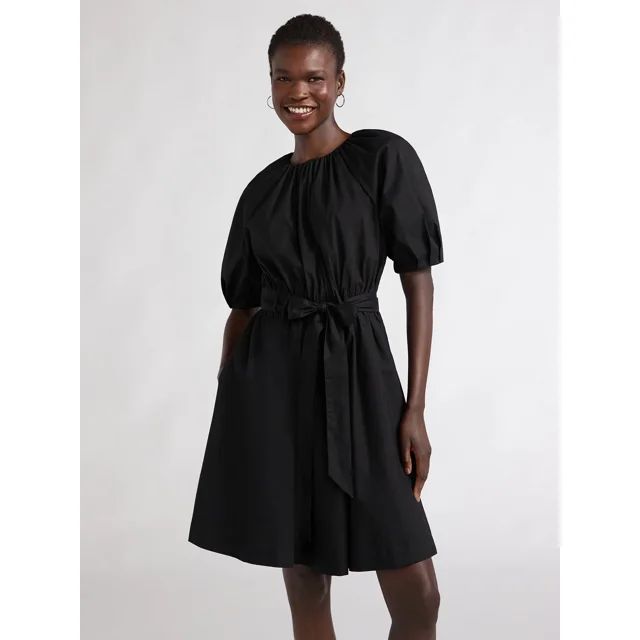 Scoop Women’s Fit and Flare Mini Dress with Puff Sleeves, Sizes XS-XXL | Walmart (US)