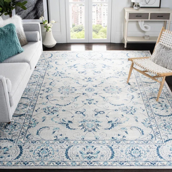 Llana Oriental Light Grey / Blue Area Rug | Wayfair North America