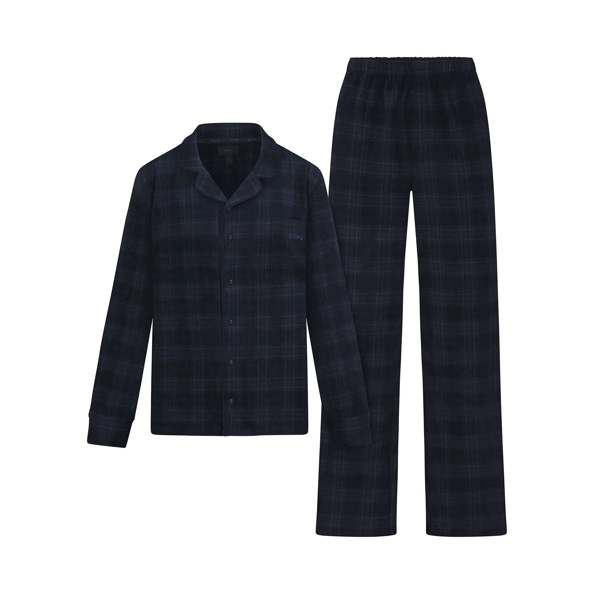 FLEECE SLEEP UNISEX SLEEP SET | MIDNIGHT BLUE PLAID | SKIMS (US)