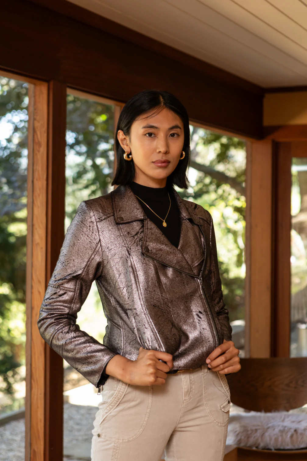 Piper Metallic Moto Jacket | Marrakech Clothing