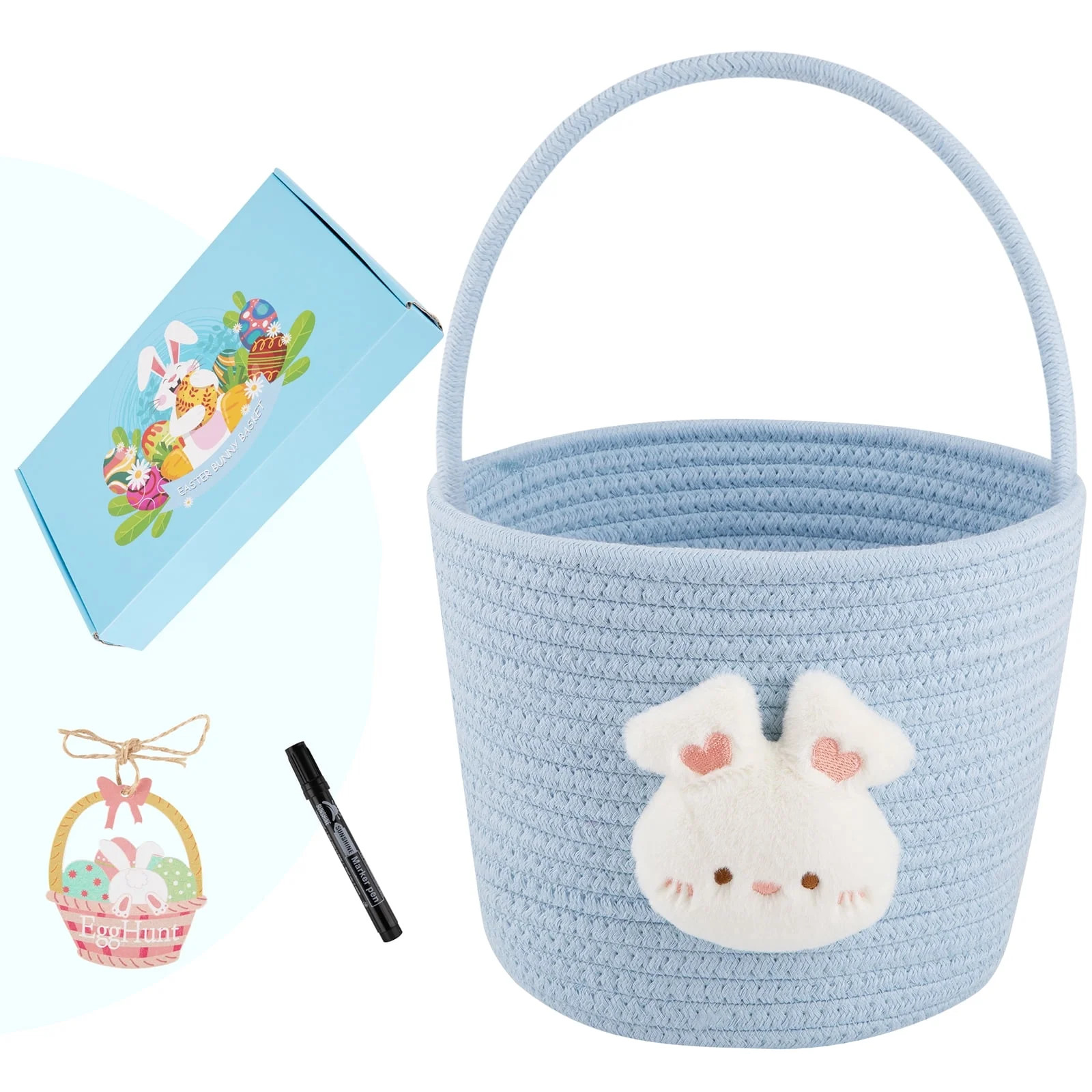 LITERRA Easter Bunny Baskets for Boys and Girls，Easter Basket with Rabbit Ears for Egg Hunting,... | Walmart (US)