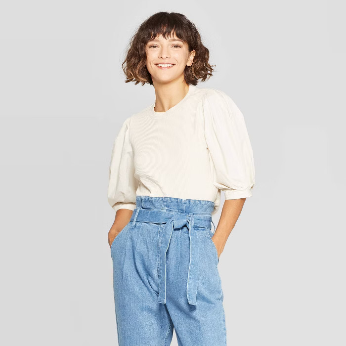 Women's Puff Elbow Sleeve Crewneck T-Shirt - Who What Wear™ | Target