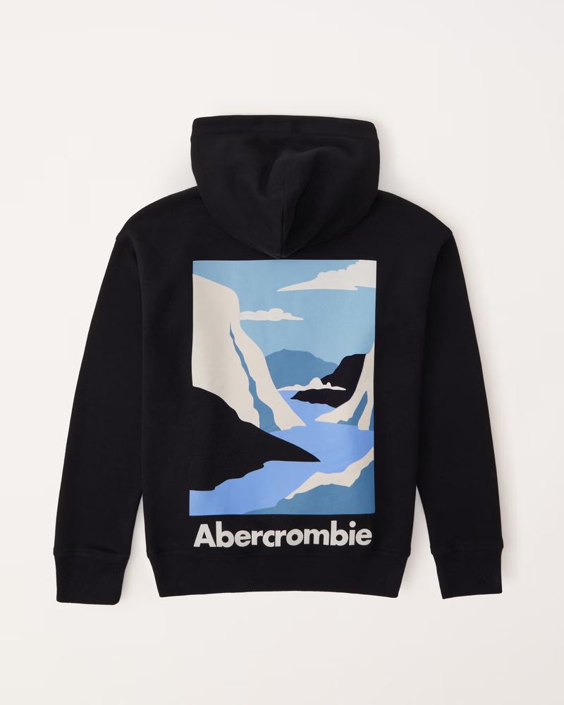 print graphic logo popover hoodie | Abercrombie & Fitch (US)