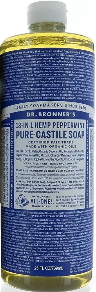 Dr. Bronner's Dr. Bronner Hemp Peppermint Pure Castile Oil Made with Organic Oils Certified - 25 ... | Amazon (US)