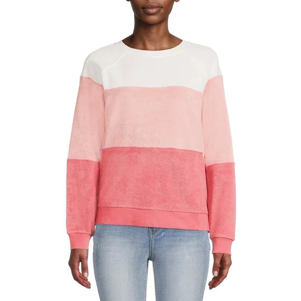 Time And Tru Women's Color Block Sweater - Walmart.com | Walmart (US)