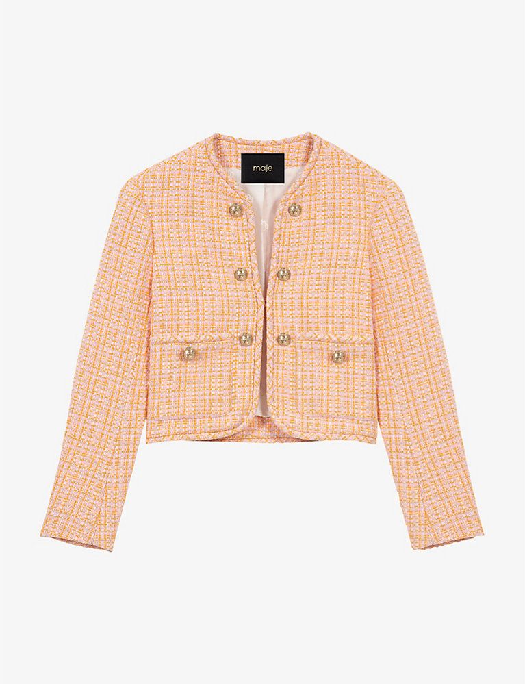 Button-embellished tweed jacket | Selfridges