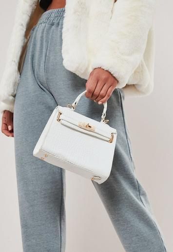 White Croc Effect Mini Handbag | Missguided (US & CA)