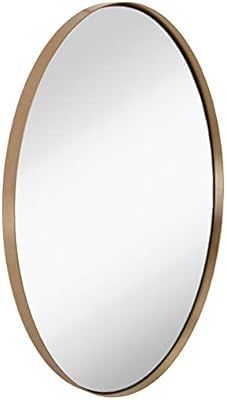 Hamilton Hills Contemporary Brushed Metal Wall Mirror | Oval Gold Framed Rounded Deep Set Design ... | Amazon (US)