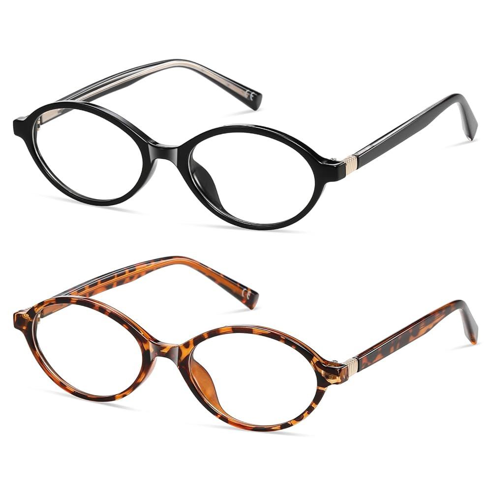 Oval Reading Glasses Women Men Blue Light Blocking Small Computer Readers Retro Fashion Frame Vin... | Amazon (US)