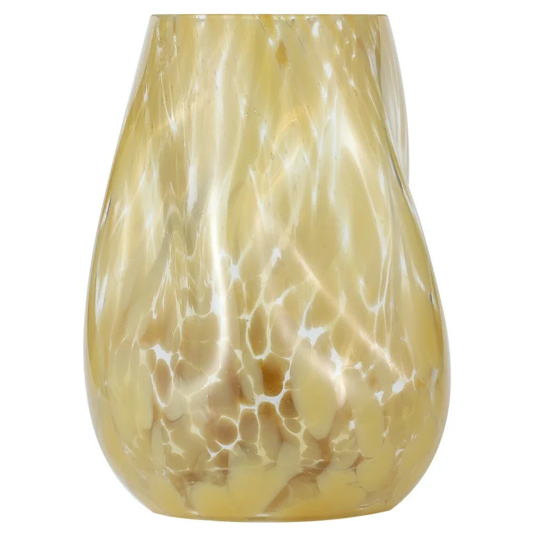 Brown Large Artisan Blown Glass Tabletop Vase with Speckled Amber Brown Finish - Walmart.com | Walmart (US)