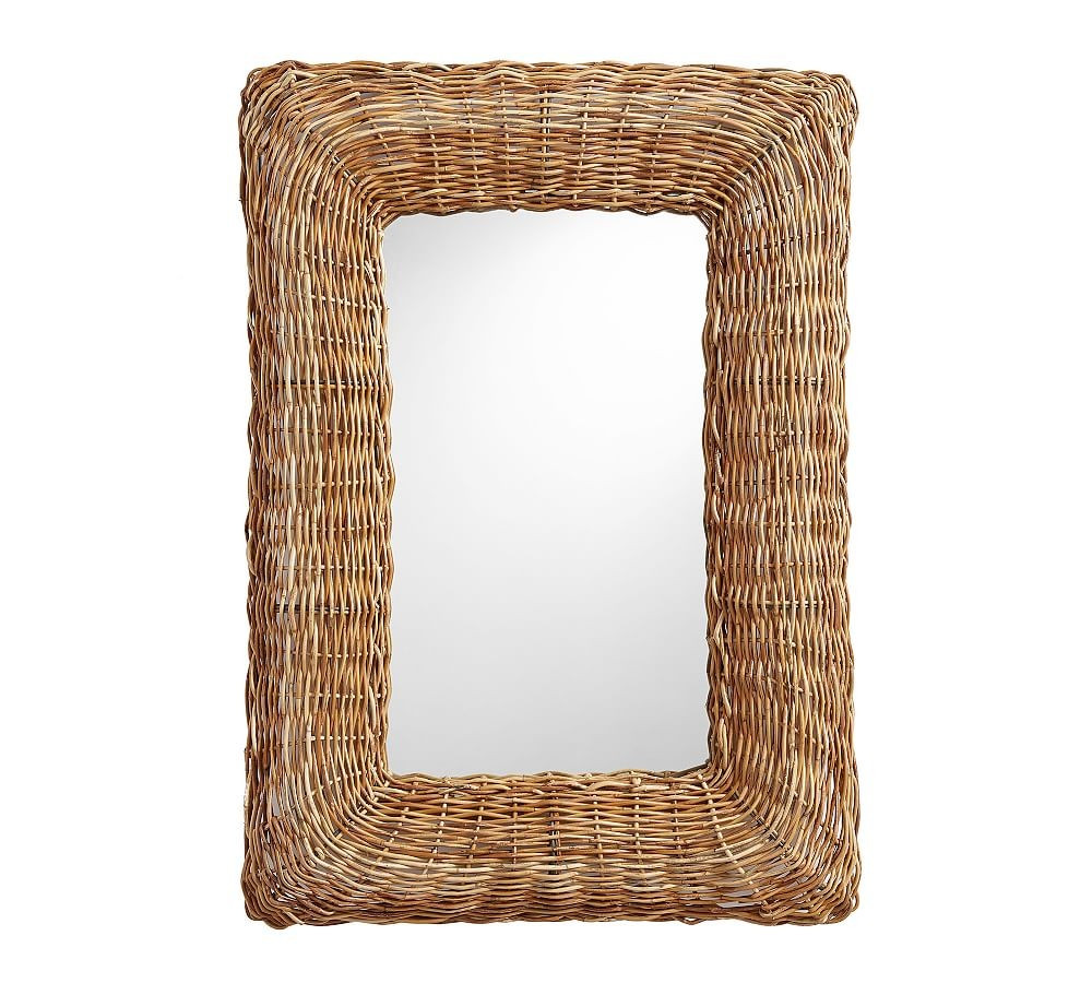 Delta Rattan Rectangular Wall Mirror, Natural | Pottery Barn (US)