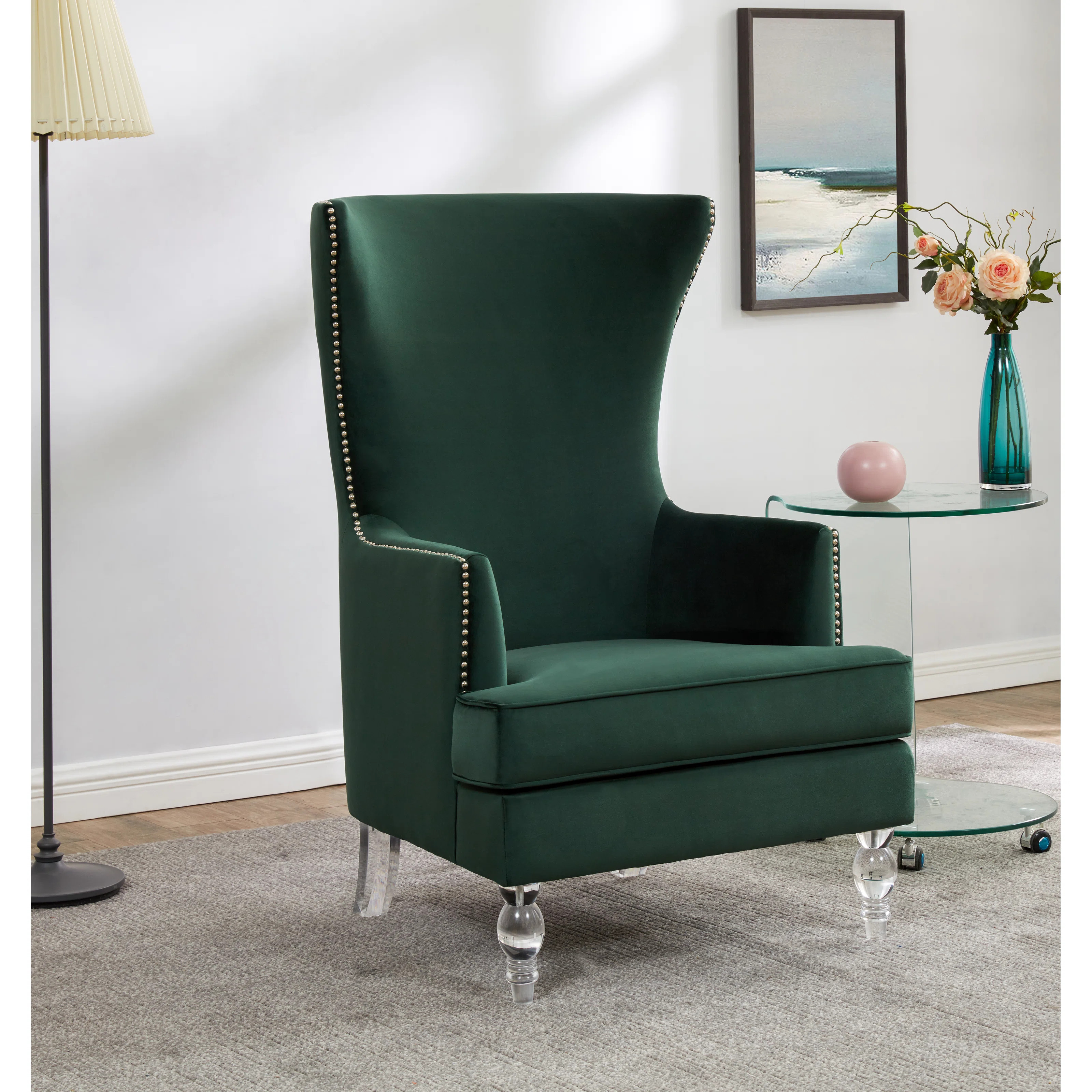 Bree 73.914Cm Wide Velvet Wingback Chair | Wayfair North America