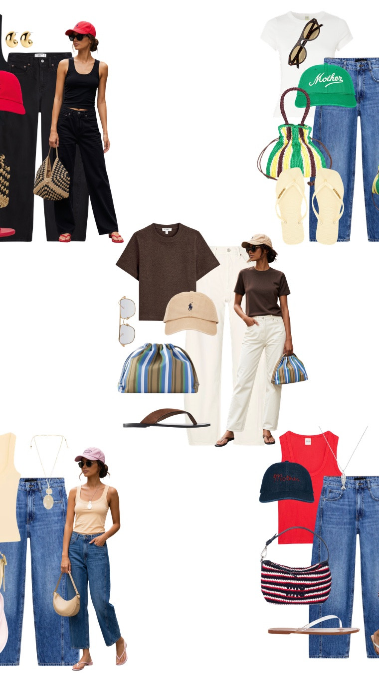 BARREL LEG JEANS + BASEBALL CAPS + FLIP FLOP SANDALS ❤️‍🔥

Tags: summer to fall transitional outfits, weekend look, casual outfit, new in Zara denim, tank top, striped bag, crochet purse, classic t-shirt, pendant necklace, outfit formulas

#LTKfall #LTKsummer #LTKjeans
