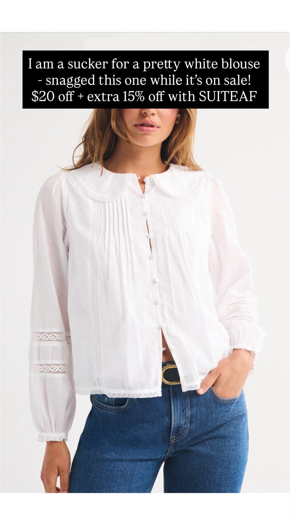 Long sleeve lace trim collared blouse / 100% cotton lace blouse
Size: SM (only because I’m pregnant lol)

#LTKPetite #LTKBump #LTKSaleAlert