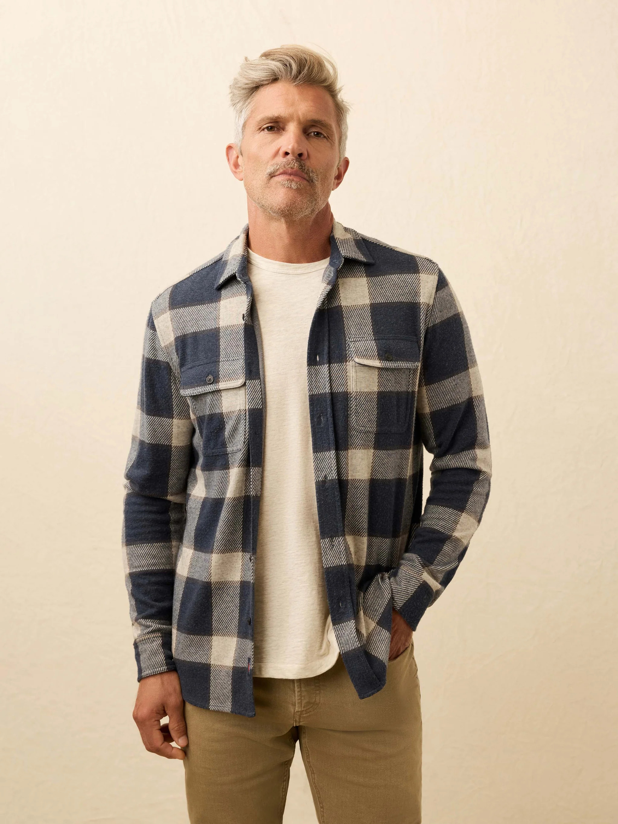 Legend Sweater Shirt - Navy Cloud Plaid | Faherty