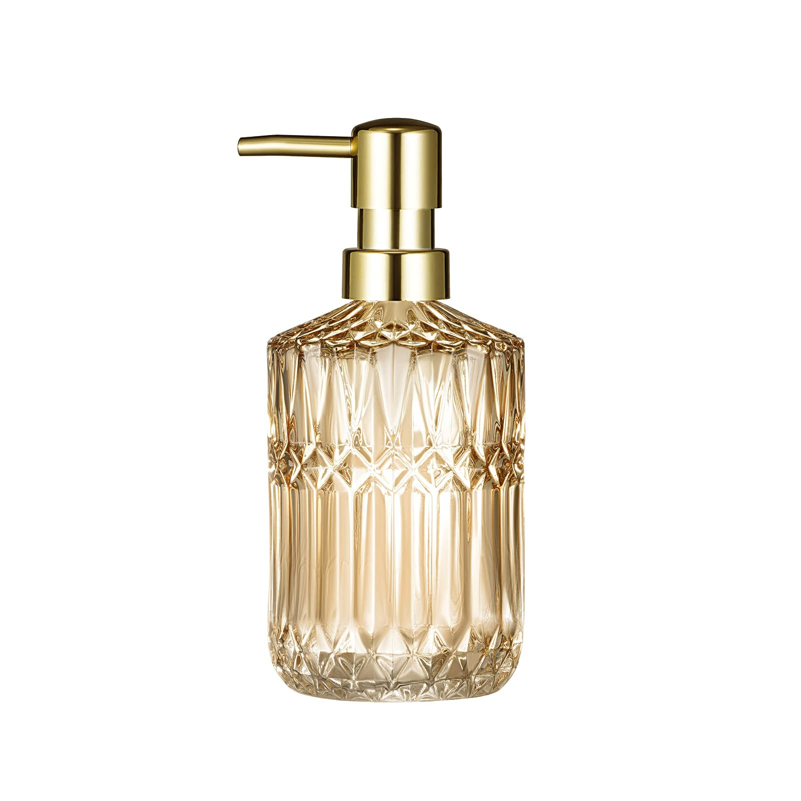 Diamond Design 12 Oz Green Glass Soap Dispenser,Refillable Lotion Soap Dispenser for Bathroom, Ki... | Amazon (US)