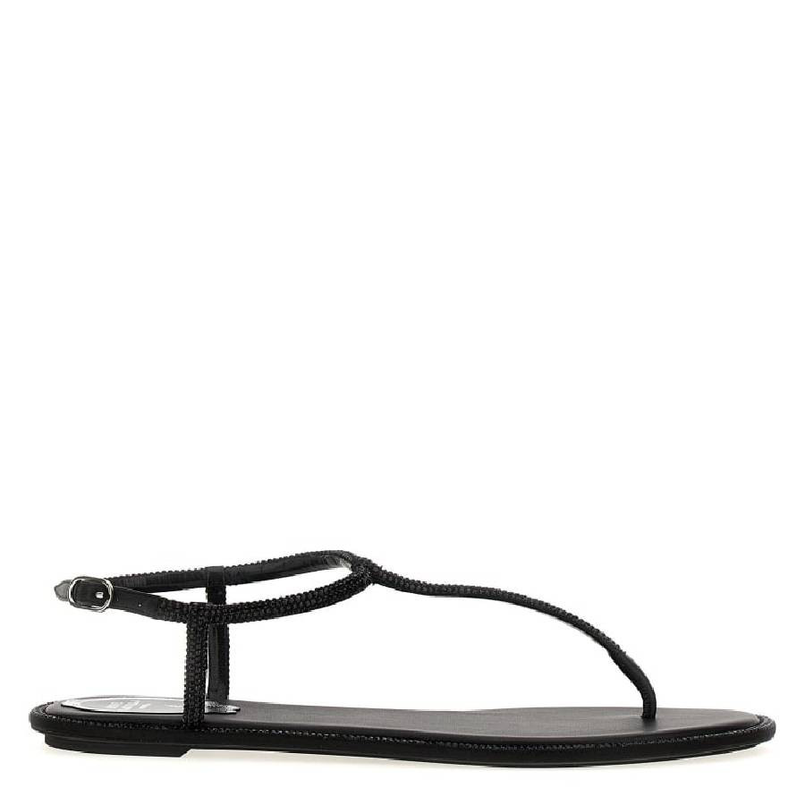 Rene Caovilla Diana Crystal Flat Sandals, Brand Size 35 ( US Size 5 ) | Jomashop.com & JomaDeals.com