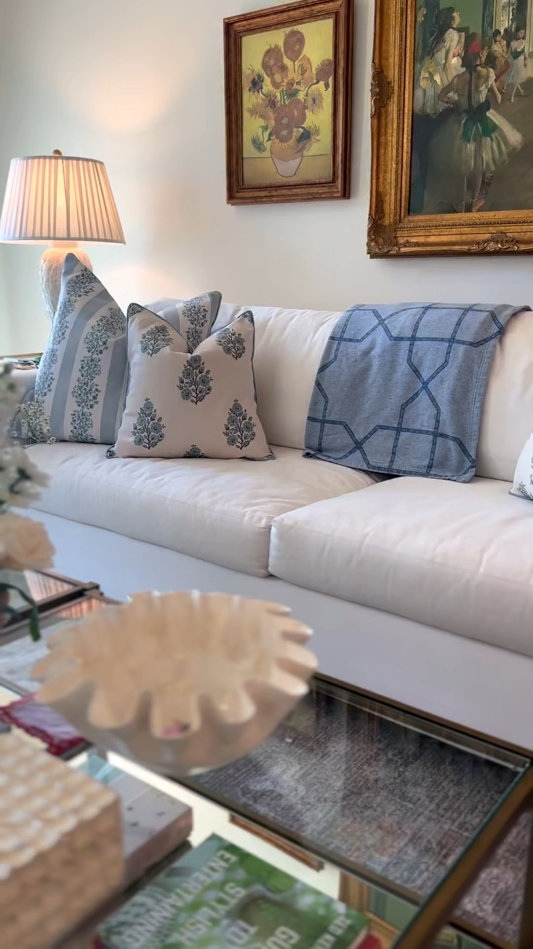 Peak inside my living room from this summer

Living room, pillows, white couch, Jillien harbor 

