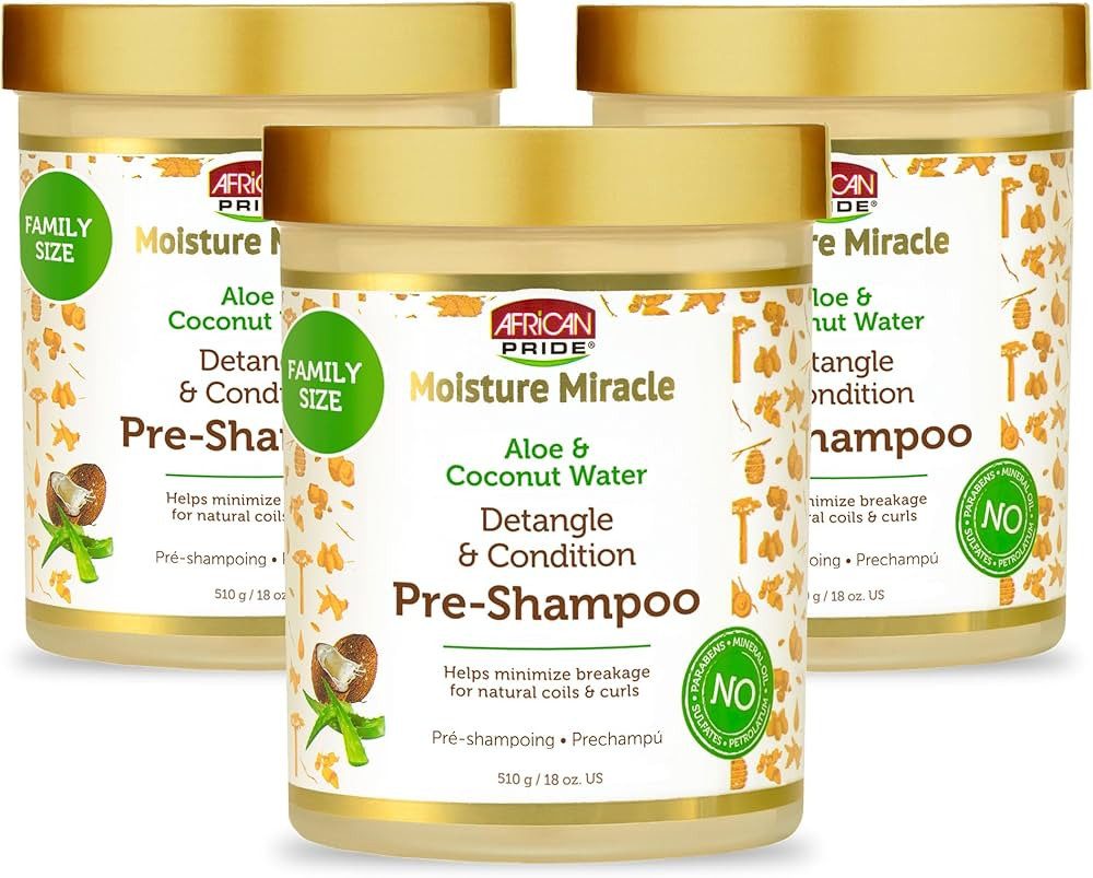 African Pride Moisture Miracle Pre-Shampoo Hair Detangler with Aloe & Coconut Water (3 Pack) | Mi... | Amazon (US)