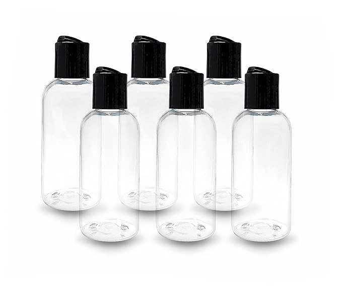 ljdeals 4 oz Clear Plastic Empty Bottles with Black Disc Top Caps, Refillable Containers for Sham... | Amazon (US)