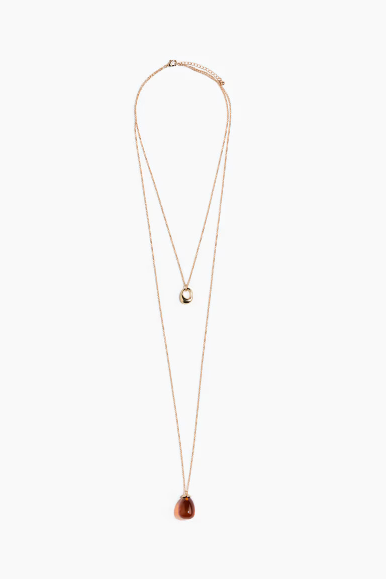 H & M - Double-Strand Pendant Necklace - Gold-Colored | H&M (US, CA, MX)
