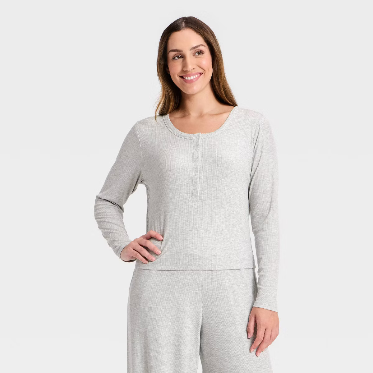 Women's Modal Ribbed Henley Long Sleeve Top - All In Motion™ | Target