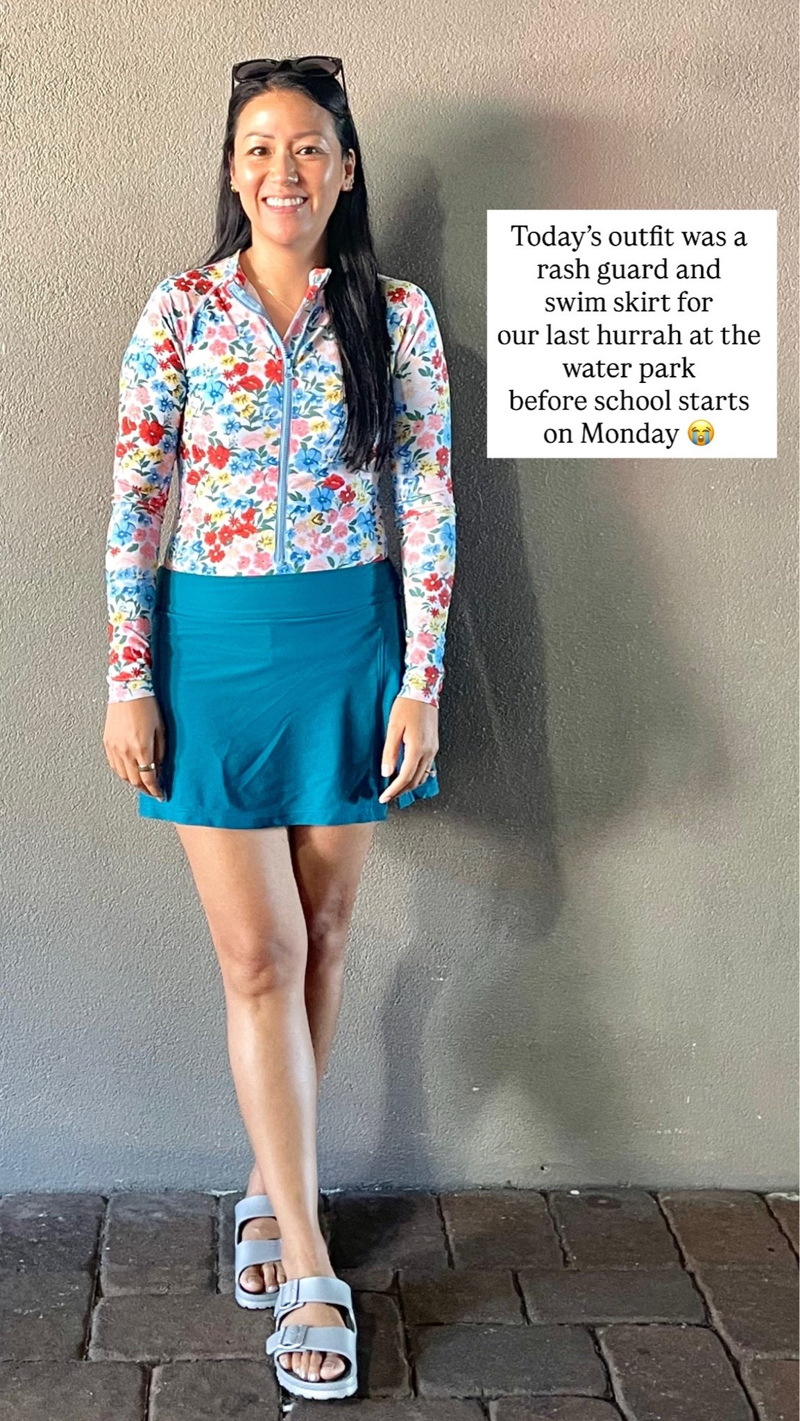 Sized up to 6-8 in rash guard (4-6 fit but I didn’t want it super tight)
Size small skirt
Sandals are true to size

#LTKootd #LTKSaleAlert #LTKSwim