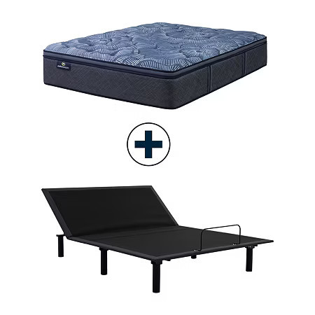 Serta Perfect Sleeper Cobalt Calm 15.25" Plush Pillow Top - Mattress + Adjustable Base, One Size, White | JCPenney