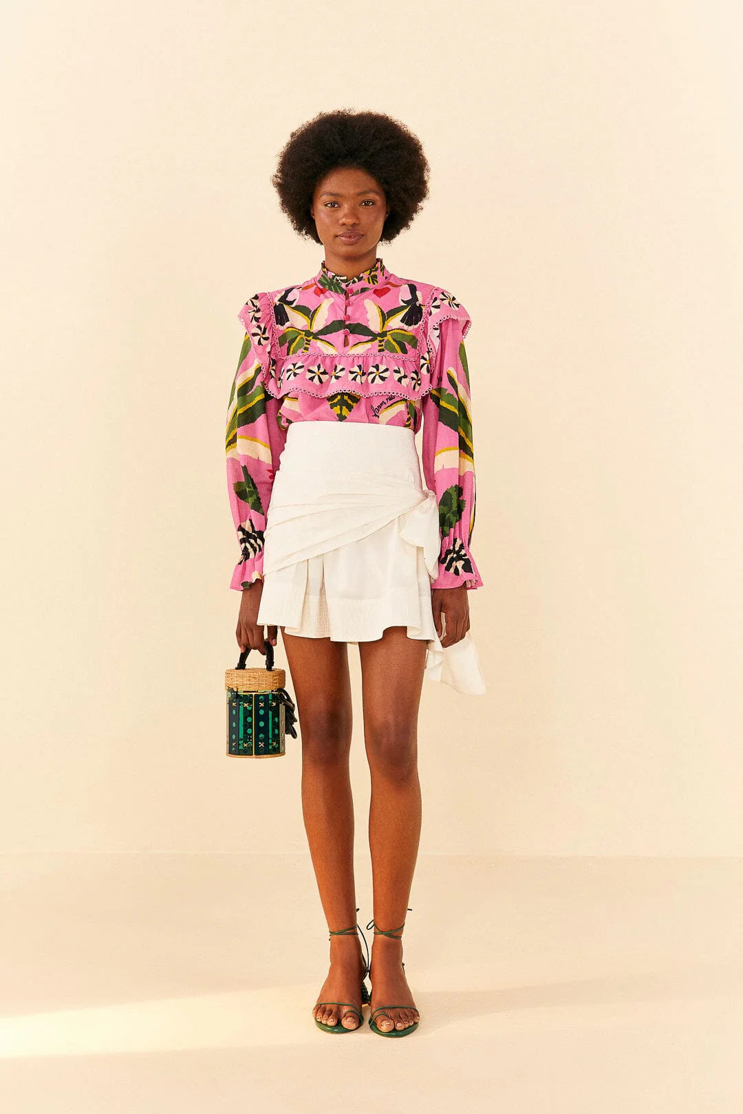 White Knot Organic Cotton Mini Skirt | FarmRio (US)