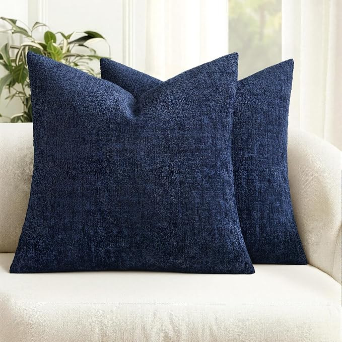 MIULEE Couch Pillow Covers Textured Chenille Home Decor 18x18 Navy Blue | Amazon (US)