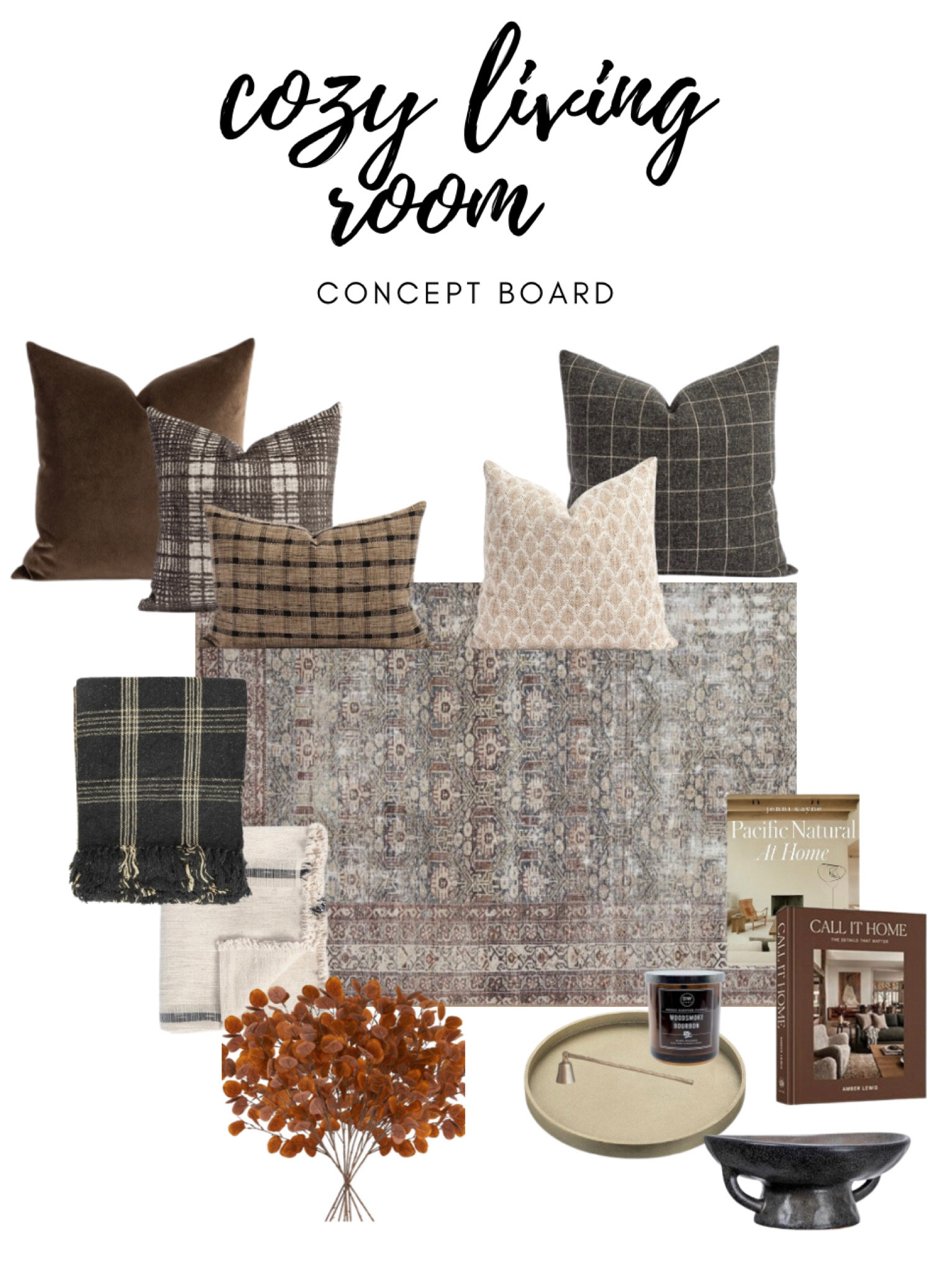 Cozy fall living room mood board with the Amber Interiors x Loloi Georgie Rug in moss/bark. 

#LTKHoliday #LTKSeasonal #LTKhome