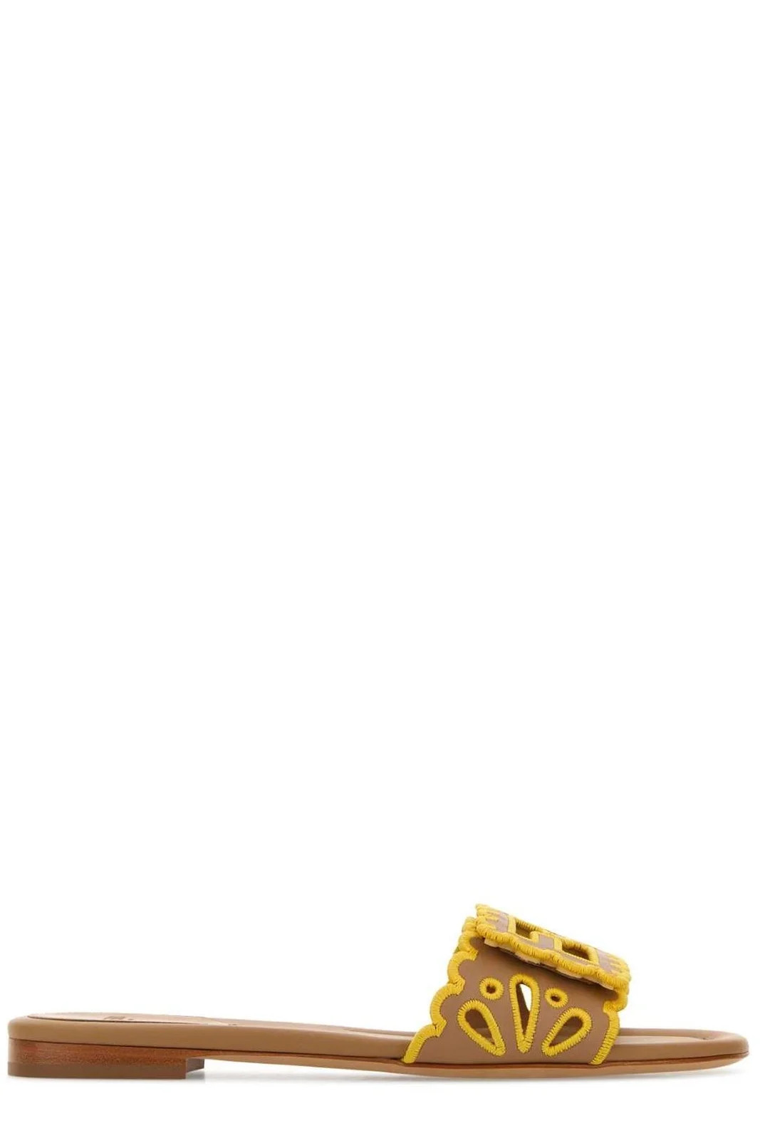 Fendi Baguette Openwork Embroidered Slides | Cettire Global